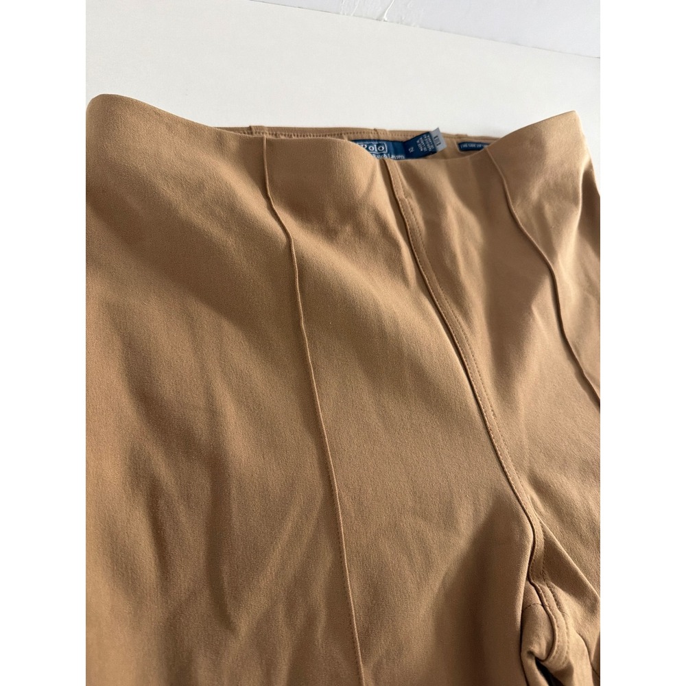Polo Ralph Lauren Women Tan Side Zip Skinny Pants High Rise Tapered Size 12 - Picture 2 of 10
